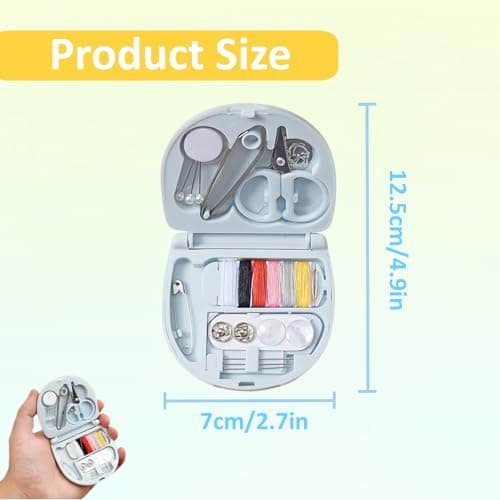 Mini Sewing Kit, Portable Needle and Thread Kits, Compact Travel Sewing Kit with Scissors, Thimble, Buttons, Safety Pins & More, Ideal for Home and Emergency Repairs (1Pcs Blue) — view 2