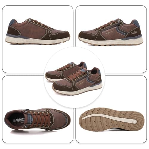 Mens Trainers Casual Shoes with Zip Non Slip Breathable Sneakers Brown — view 5