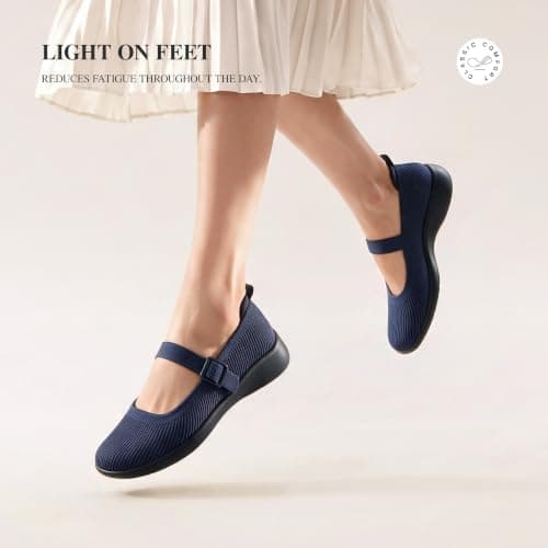 DREAM PAIRS Womens Ballet Mary Jane Flats Sneaker Shoes,Size 5.5,Navy — view 2