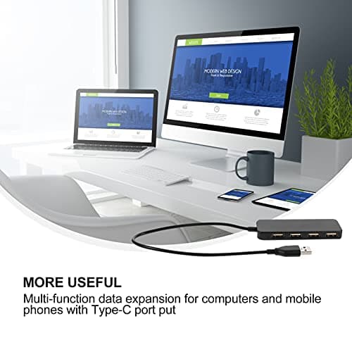 Plastic 4 Ports USB 2.0 Hub Abs Computer Cable Adapter — view 6