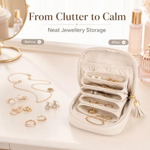Travel Jewellery Organiser, PU Leather Case with Velvet-Lined Compartments — view 6
