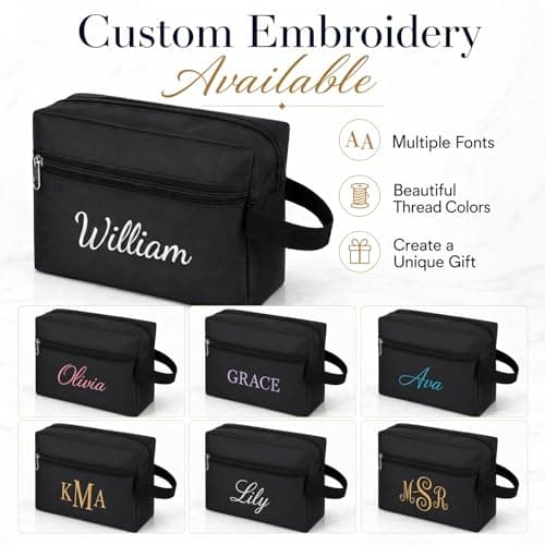 Personalised Toiletry Bag, Water Resistant Wash Bag, Black-M — view 2