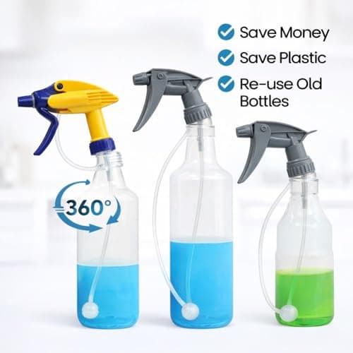6-Pack Universal Tilted 360 Spray Bottle Adapter - Flexible Dip Tube & Spra Nozzle Extension for Cleaning Bottles Fits All Trigger Sprayers — view 6