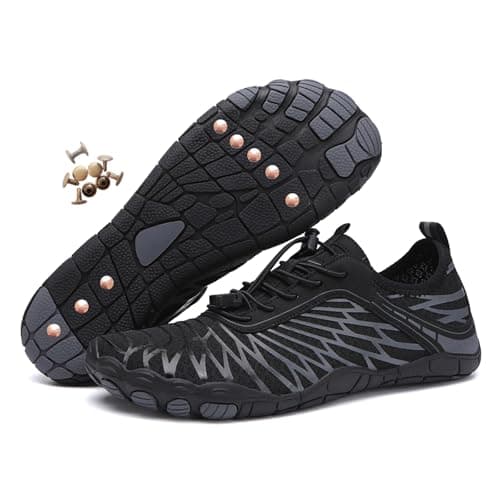 Grounding Shoes with Copper, Copper Hike Barefoot Shoes for Women Men, Waterproof Non-Slip Comfort Hike Shoe (8305Black, Adult, Women, 7.5, Numeric, UK Footwear Size System, Medium)