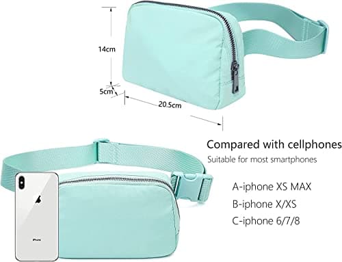 Belt Bag Waist Pack Bum Bag Crossbody Fanny Pack for Women and Men with Adjustable Strap Small Waist Pouch for Travel Workout Running Hiking(Mint Green) — view 3