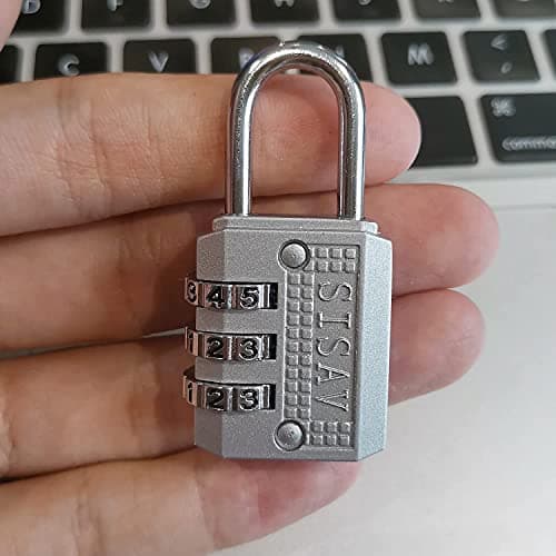 SISAV 3 Digit Combination Lock,Gym Padlock,Outdoor Padlock,Suitable for School Lockers,Tool Boxes,Travel Backpack,Hasp(Silver 5pack) — view 4
