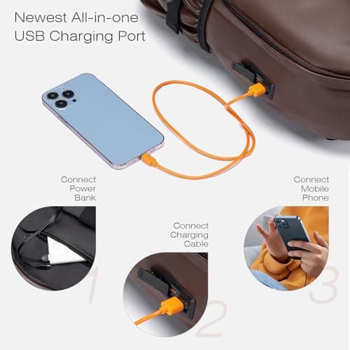 SPAHER Cabin Bag 40x30x20cm Wizzair Vueling PU Leather Travel Cabin Backpack Men Women Waterproof Laptop Backpack 15.6 Inch Rucksack Underseat Carry on Luggage for Flight Airplane — view 4