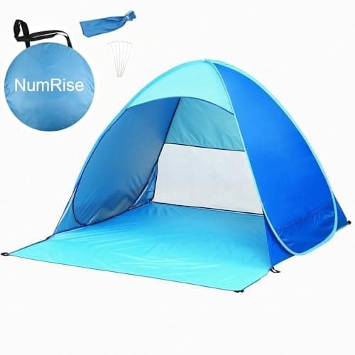 Pop up Beach Tent Outdoor Automatic Instant Portable Cabana Beach Tent 2-3 Person Fishing Anti UV Beach Tent Beach Sun Shelter with Carry Bag 145X165X110cm Blue