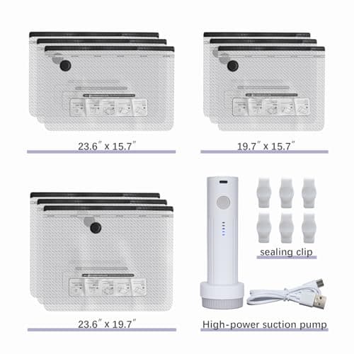 Vacuum Travel Bags with Cordless Electric Pump, 9 Pcs Super handy - Strong Vacuum Storage Bags Space Saver for Clothes, Travel,Home Organization (3 Large/3 Medium/3 Small) — view 3