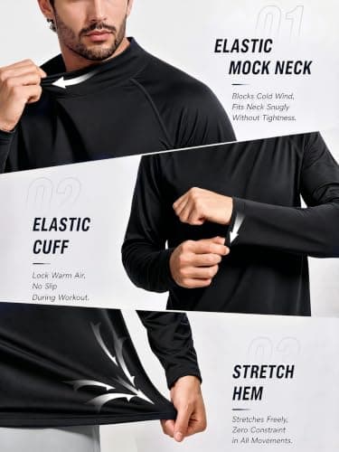 TACVASEN Thermal Top Men Long Sleeve T Shirt Turtle Neck Jumper Black XL — view 6