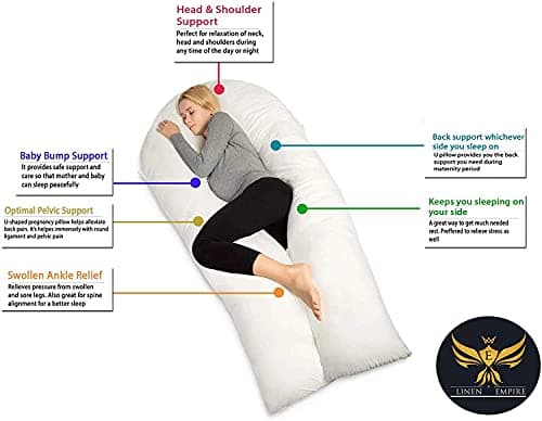 Linen Empire 12ft U Shaped Comfort Pregnancy Support Pillow Cuddle Pillow Full Body Pillow Long Pillow for Sleeping, Maternity Support — view 3