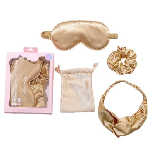Satin Beauty Sleep Set for Women(4 Pieces of Gold)