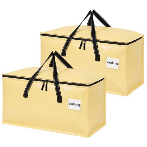 Dntorx 2 Pack 90L Moving Bags,Waterproof Moving Boxes With Zips,Pale Yellow
