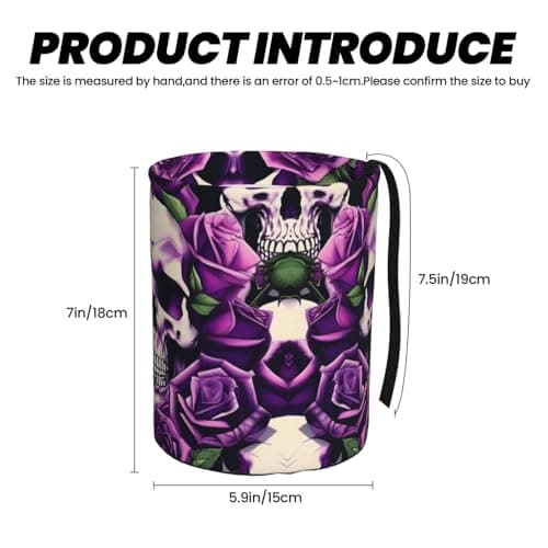 MDATT Many Purple Rose Skull Car Trash Can Leak-Proof Organizer For Long Road Trips And Family Vacations — view 3
