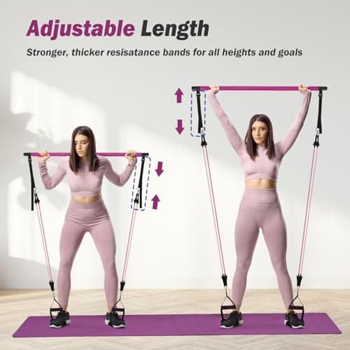 AlongSong Pilates Equipment, Resistance Band Set Men Women with Pilates Bar — view 5