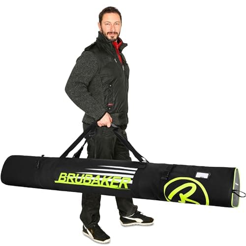 BRUBAKER Combo Set Carver Champion - Ski Bag and Ski Boot Bag for 1 Pair of Skis + Poles + Boots + Helmet - Black/Neon Yellow - 74 3/4 Inches / 190 Cm — view 3