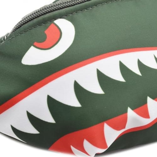 Fanny Pack,Kids Bum Bag Bumbag Cartoon Hipsack Belt Bag Waist Bag Fanny Pack Fabric Nylon Money BeltCrossbody Chest Bag for Children Grils Boys Running Hiking Travel Sports (Green Shark) — view 2