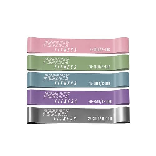 Phoenix Fitness Resistance Bands - Set of 5 Exercise Bands for Men and Women with 5 Resistance Levels - Workout Bands for Home, Gym, Yoga & Training with Carry Bag & Exercise Guide (Pastel)