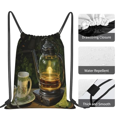 OIBNKCN Quiet tea set Drawstring Gym Bags Durable Mesh and Canvas Design, suitable Fitness, Yoga, Travel, and More — view 5