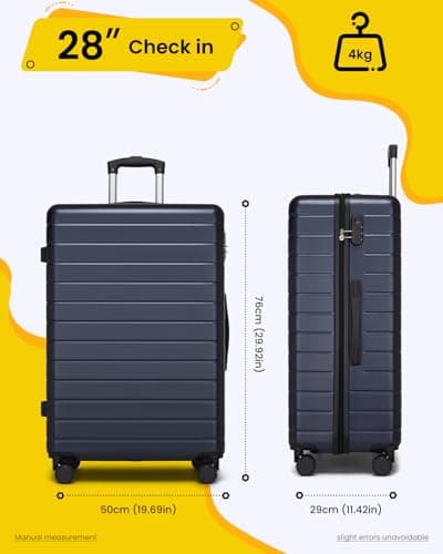 Shavont Large Suitcase 28 Inch Hard Shell Luggage ABS Travel Case (Navy) — view 3