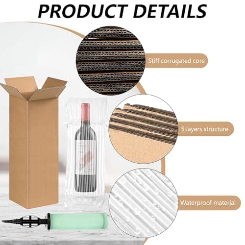 10 Sets Wine Shipping Box, Single Glass Bottle Cardboard Bulk — view 3