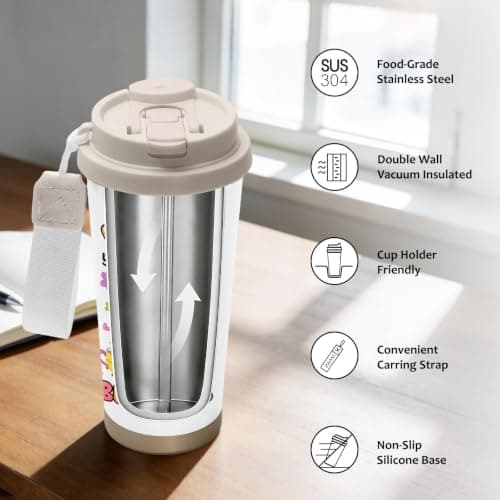 NEIUJADK Grandma Tumbler Stainless Steel 2-in-1 Lid Coffee Tumbler 18 oz Insulated Travel Coffee Mug Grandma Water Bottle for Coffee Travel Mug — view 2