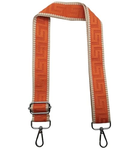 Shoulder Strap for Bag Adjustable Bag Straps Wide 3.8 cm with Silver Buckle, Handbags Straps Replacement for Women Crossbody Accessory, Khaki/Orange, K34 — view 5