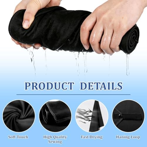 LURVOUS 2 Pack 40x80cm Microfibre Towel, Quick Dry Gym Towel for Men Women, Absorbent Sports Towel Lightweight Travel Towel for Yoga Beach Shower Backpacking Pool (Black,Pink) — view 3