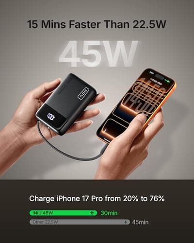 INIU 45W Fast Charging Power Bank, 20000mAh Small Battery Pack — view 3