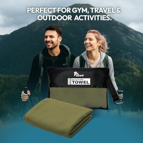 azark Microfibre Towel – Quick Dry, Lightweight & Super Absorbent – Gym, Travel, Yoga, Camping & Beach – Soft & Durable – Multiple Sizes (Dark Green, Medium) — view 6