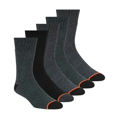 Weatherproof Men's 5 Pack Thermal Crew Socks, Forest Green/Black/Steel Grey, 9-13 UK