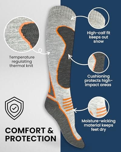 ThreadCo Mens Ski Socks - Long Thermal Anti-Blister Socks (4pk, UK 6-11) — view 4
