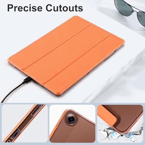 CoBak Case For Samsung Galaxy Tab A11 (2025) / A9 (2023) 8.7 Inch - PU Leather Smart Tablet Cover, Translucent Hard Shell, Two Viewing Angles, Orange — view 6