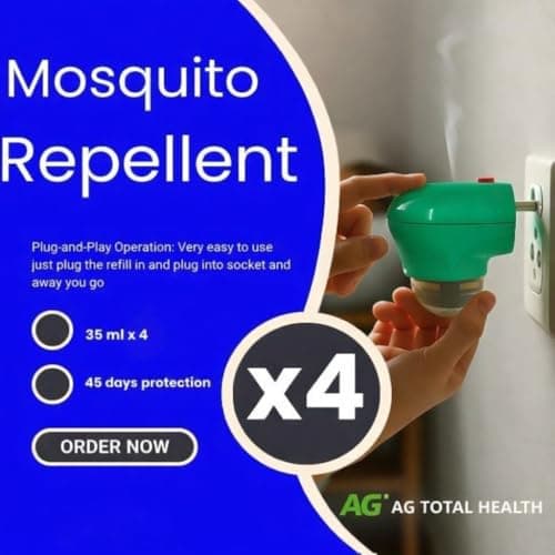 Plug‑in Mosquito Repellent & Insect Killer (4 Pack) for Home & Travel – Up to 45 Nights Protection per Refill – Includes Plug‑in Units & Refill Bottles – Exclusive AG Total Health Bundle — view 2