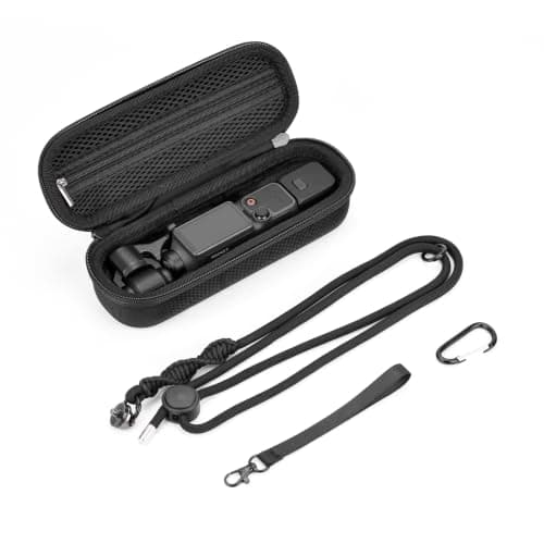 BRDRC Carrying Case for DJI Osmo Pocket 4, Portable Protective Storage Bag with Lanyard, Wrist Strap and Carabiner, Hard Shell Travel Case for DJI Pocket 4 Camera Accessories
