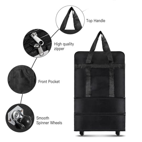 HUIOP Expandable Foldable Suitcase Collapsible Rolling Travel Luggage Bag for Men Women,travel suitcase — view 5