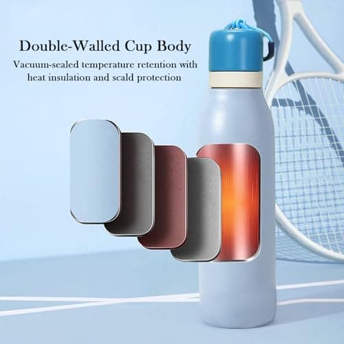 24oz Insulated Water Bottle with Straw & Strap, Stainless Steel Double Wall Vacuum Flask, Reusable Thermal Flask for Keeps 24H Cold/12H Hot, Leakproof BPA-Free for Travel, Gym, Hiking (Army Green) — view 5