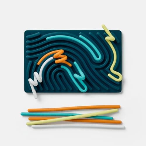 Pushpeel Sensory Activity Board: Silicone Fidget Toy for Calming, Stress, Anxiety, ADHD & Autism | Silent, No Mess | Kids 3+ & Adults | Includes Portable Travel Bag & 11 Strings - Easter Gift (Spruce) — view 4