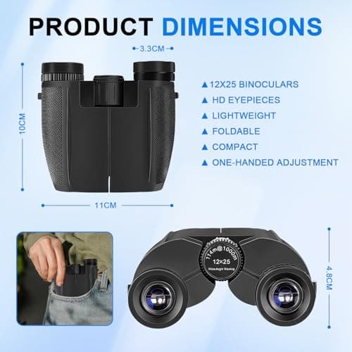 Flintronic 12X25 Binoculars for Adults Kids, Compact Binoculars, Easy Focus Lightweight High Powered Binocular for Bird Watching Outdoor Sports Concerts Hunting Travel Camping — view 2