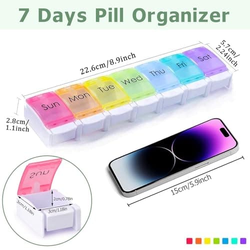 Portable Weekly Pill Box Organiser Push Button Pop Open Lids — view 2