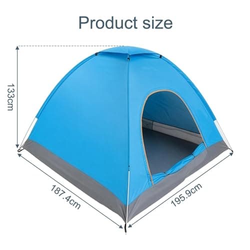Pop Up Tent for 2 Person, Instant Camping Tent with Carry Bag, Lightweight Foldable Dome Tent, Portable Outdoor Shelter for Camping, Hiking, Fishing, Festival & Beach, Blue, 187 x 196 x 133 cm — view 6