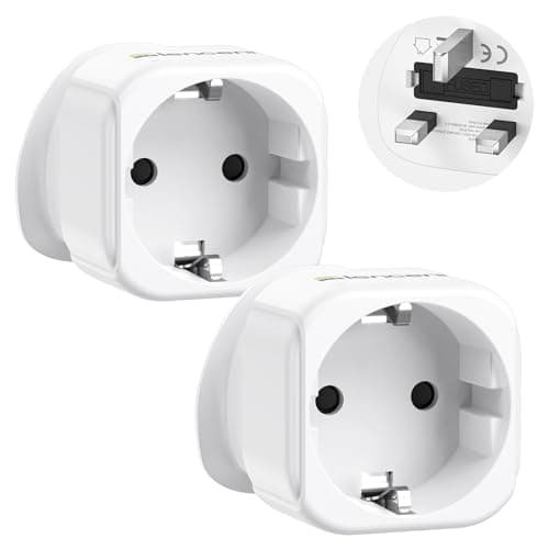 LENCENT 2 Pack EU to UK Plug Adapter