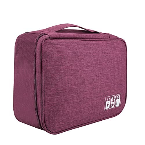 Aramox Travel Storage Bag Polyester Nylon Clothes Organizer 24.5x18x10cm Multiple Grid Portable Storage Box for Travel Dorm Underbed Winter Clothes Accessories (Purple) — view 4