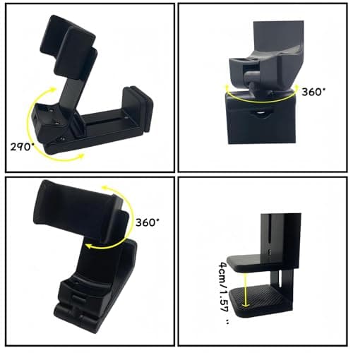 igadgitz Xtra U7309 Universal In Flight Phone Holder, Phone Width 5.1-9.1cm (2"-3.6"), Pocket-Size, Multi Tilt, Table Clip Mount for Travel or Home Use - Black - 2 Pieces — view 2
