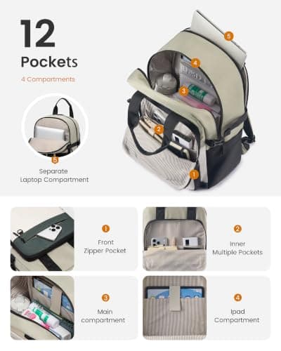 LOVEVOOK Backpack Womens, School Bag for Girls, 15.6 Inch Laptop Backpacks — view 3