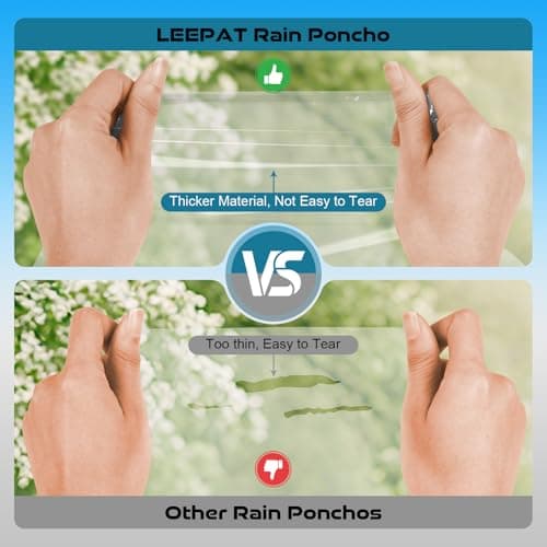 Poncho Waterproof Adult 3 Pack - Thickened Disposable Family Pack Rain Ponchos Waterproof Clear Raincoats Adult Kids Rain Coats With Hood & Sleeves for Outdoor Concert, Camping, Theme Park, Hiking — view 2