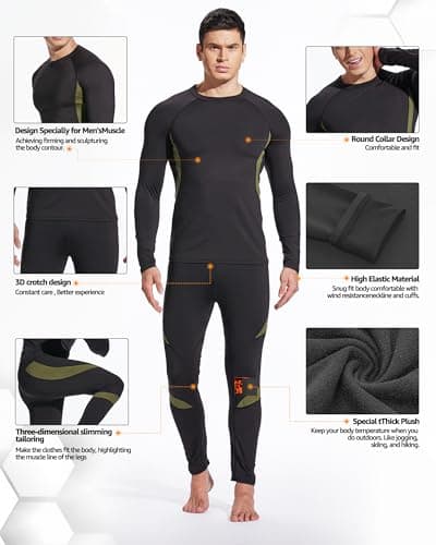 UNIQUEBELLA Men's Ski Underwear Winter Suit Thermal Underwear [Thermal Underwear] - Black, Extra Large — view 5