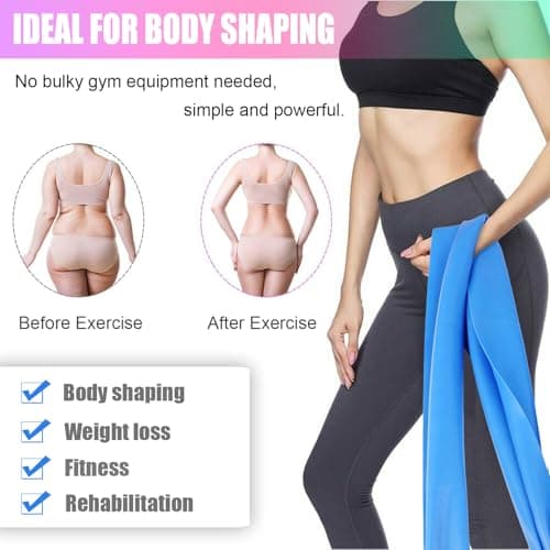Jedebartey Resistance Bands, Exercise Band with 3 Strength Levels Optional 1.5m Long Stretch Bands for Women Men Yoga Pilates Strength Training Workouts Physiotherapy (Blue - Heavy 25lbs) — view 4