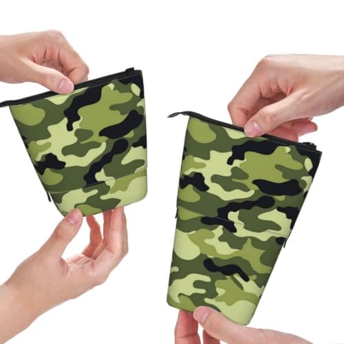 FFSHKOWE Camo Green Telescopic Pencil Case Adjustable Pen Pouch Organizer — view 5
