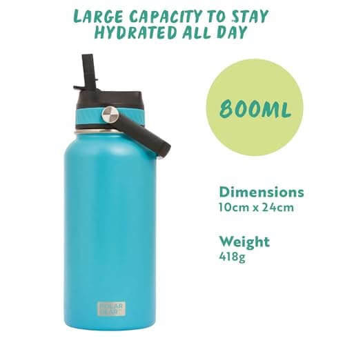 Polar Gear Insulated Water Bottle with Flip Straw - 800ml Teal — view 4